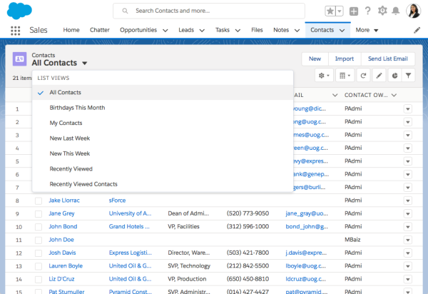 Salesforce list view configuration
